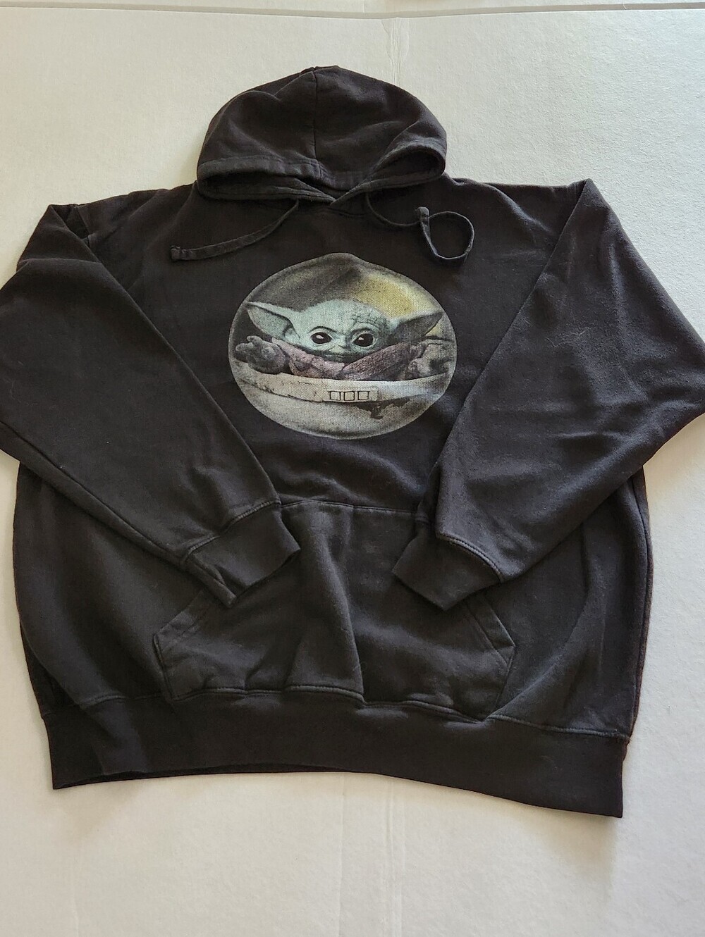 MAD Engine Star Wars Black Hoodie with Green Baby Yoda Graphic Size Xlarge